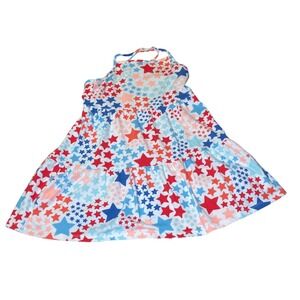 Cat & Jack Star Tiered Sundress Kids Size S 6/7 Blue Red White  Patriotic